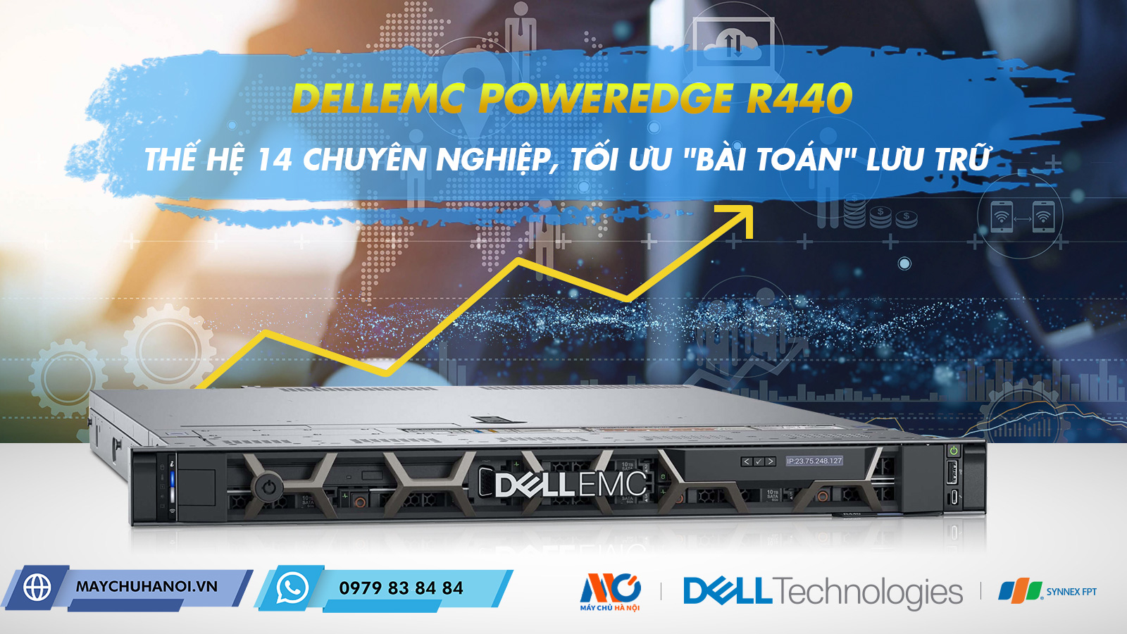 Máy chủ DellEMC PowerEdge R440 thế hệ 14 chuyên nghiệp tối ưu lưu trữ