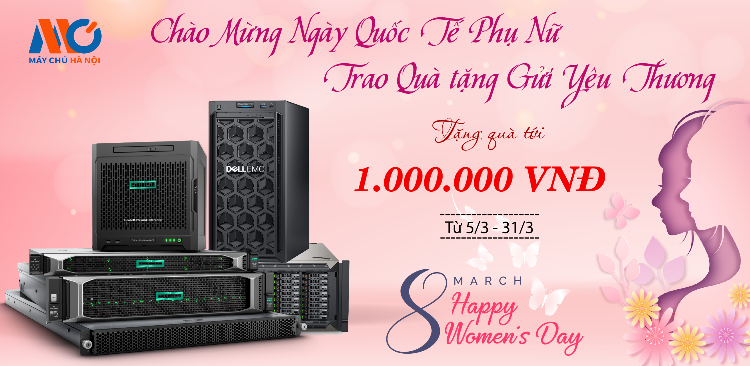 Chào mừng ngày quốc tế phụ nữ tặng quà lên tới 1.000.000 VNĐ
