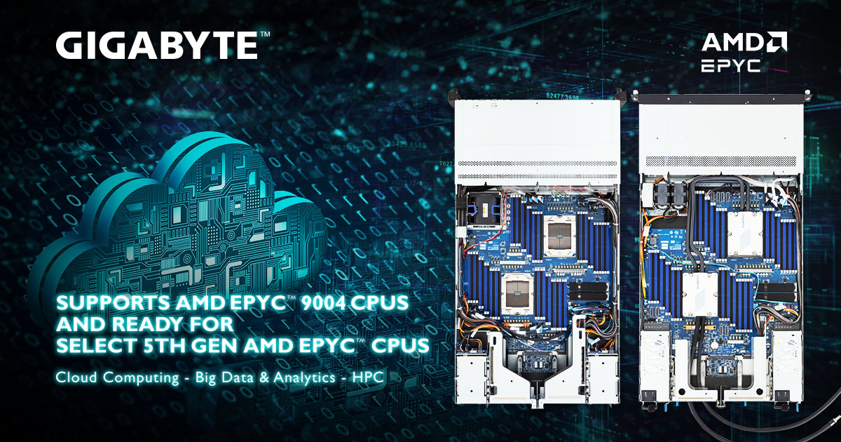 GIGABYTE tung ra máy chủ dung lượng bộ nhớ cao cho điện toán đám mây và dữ liệu lớn sử dụng bộ xử lý AMD EPYC™ 9004