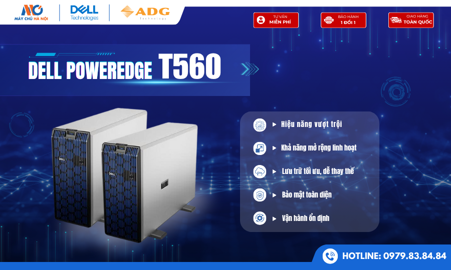 Dell PowerEdge T560 – Máy Chủ Tower Thế Hệ 16G Cho Doanh Nghiệp Hiện Đại