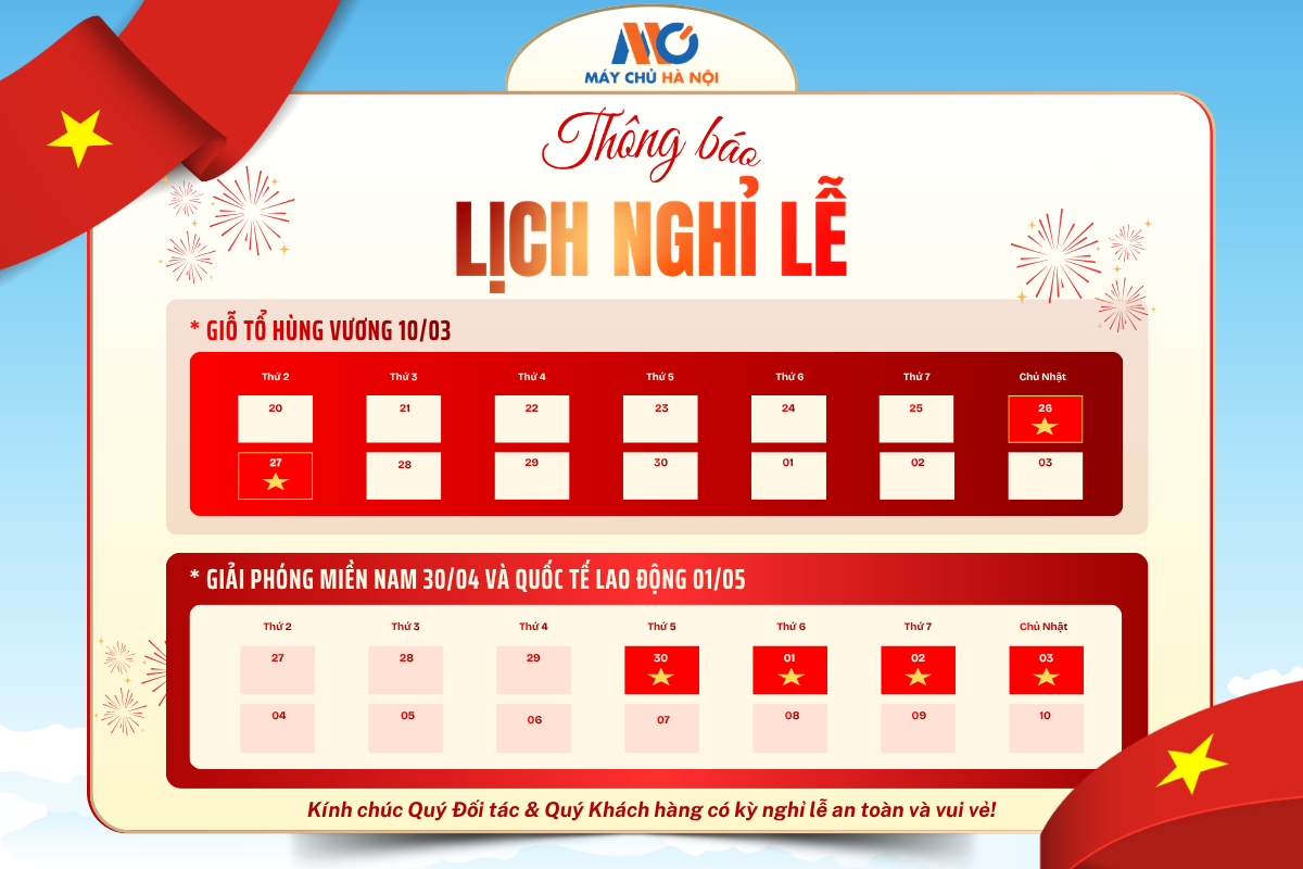Thông Báo Lịch Nghỉ Lễ “Giỗ Tổ Hùng Vương” & “30/04 – 01/05”