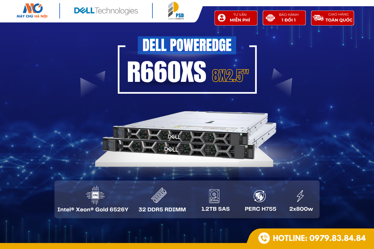 Máy Chủ Dell PowerEdge R660xs 8×2.5 inch – Server 1U Hiệu Năng Cao Cho Doanh Nghiệp