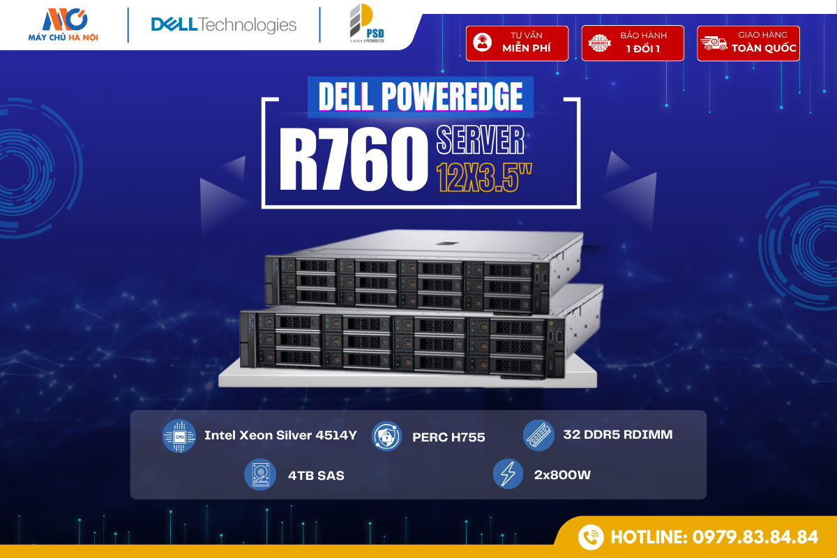 Dell PowerEdge R760 12×3.5 inch – Máy Chủ 2U Hiệu Năng Cao Cho Doanh Nghiệp Hiện Đại