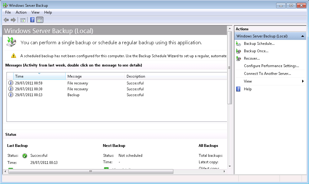 Xóa thông tin log trong Windows Server Backup
