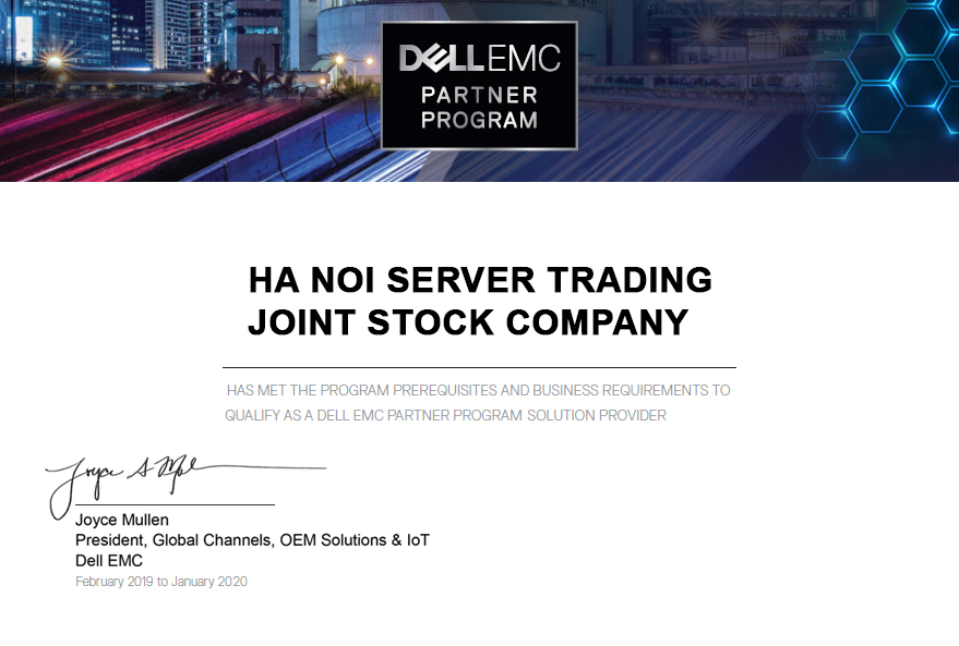 Máy Chủ Hà Nội đạt chứng nhận PARTNER DELL EMC 2019