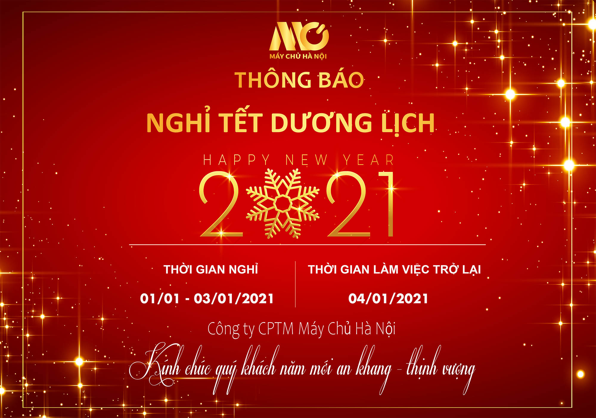 LỊCH NGHỈ TẾT DƯƠNG LỊCH 2021